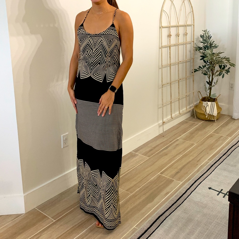 Tribal/Aztec/Bohemian Print Maxi Dress Open-Back